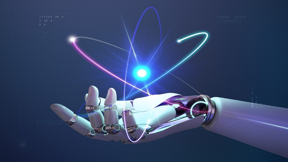 AI Bot Hand with Technology Light